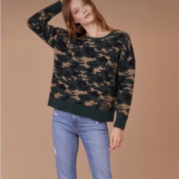 LNA Camouflage Distressed Alpaca Blend Pullover Sweater Green SZ S - Picture 4 of 10